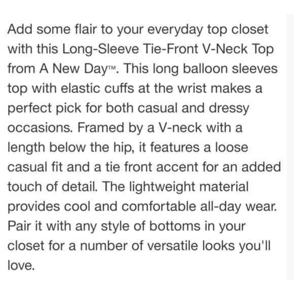 NEW A New Day Raglan Long Sleeve Tie-Front Top - Picture 13 of 14